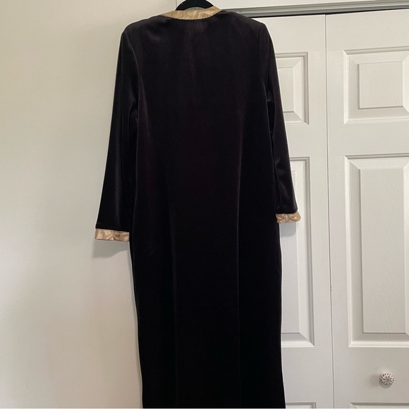 Raza New York Vintage Black Velvet Gold Jacquard Trim Medieval Kaftan Size Large - Picture 6 of 9
